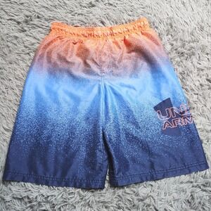 Under Armour Swim Trunks Mens Small Blue Orange Ombre Board Shorts Paint Splat